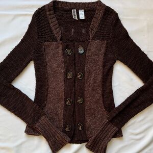 Y2K vintage whimsical cottagecore brown cardigan